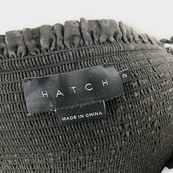 Hatch Black Dress Floral Smocked Puff Sleeve Evening Maternity Dress Pockets 2 - Picture 6 of 9